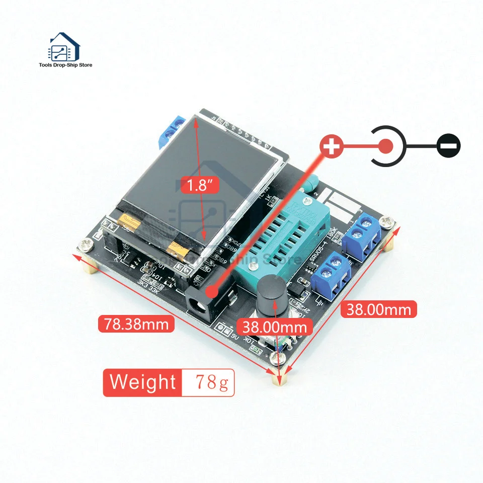 GM328A DC6.8-12V Transistor Tester LCR Diode Capacitance ESR Voltage Frequency Meter PWM DIY Kit Shell/Dupont Test Hook Optional