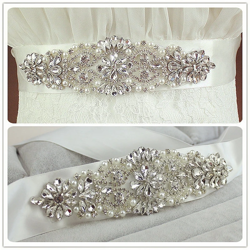 Recién llegado, cinturón blanco brillante de marfil, cinturón nupcial con diamantes de imitación, accesorios de boda, cinturones de novia para mujer, cinturón nupcial, flores boda