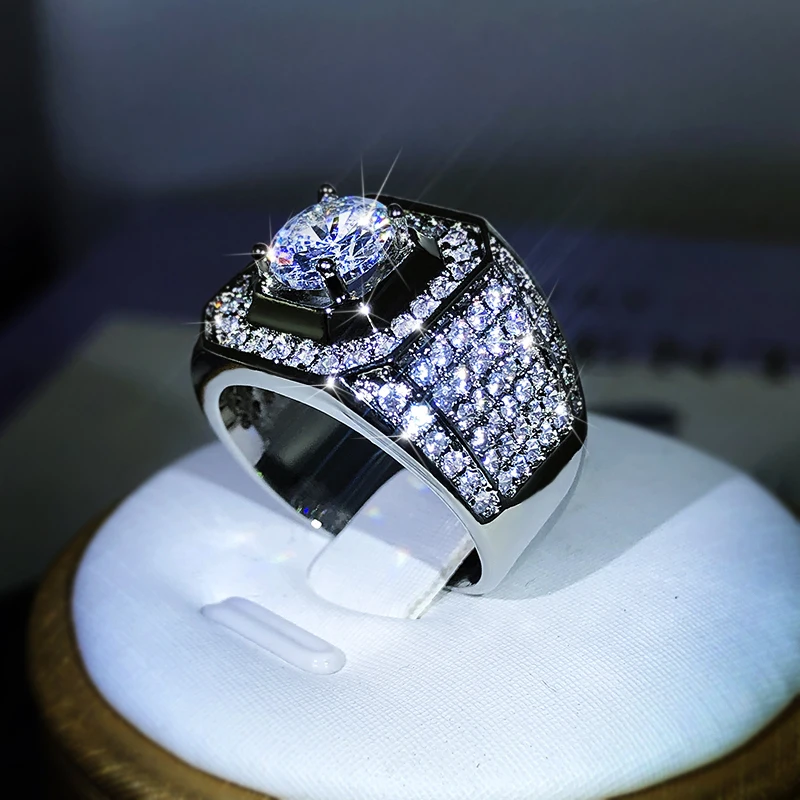 Cao Cấp Bạc 925 Áo Cặp Đôi AAA Pha Lê Đính Đá Zircon Nhẫn Cưới Rực Rỡ Quý Phái Đính Hôn Tham Gia Đảng Nhẫn Với 9