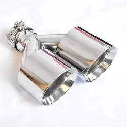 2.50 Inch Universal Left Side Stainless Steel Car Exhaust Tip Muffler Dual Tips Bevel Edge For F10 F30