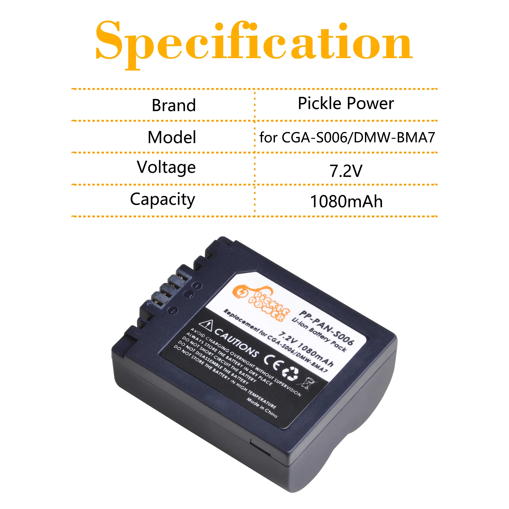 CGA-S006E CGA-S006 Battery and Charger for Panasonic Lumix DMC-FZ7 FZ8 FZ18 FZ28 FZ30 FZ35 FZ38 FZ50