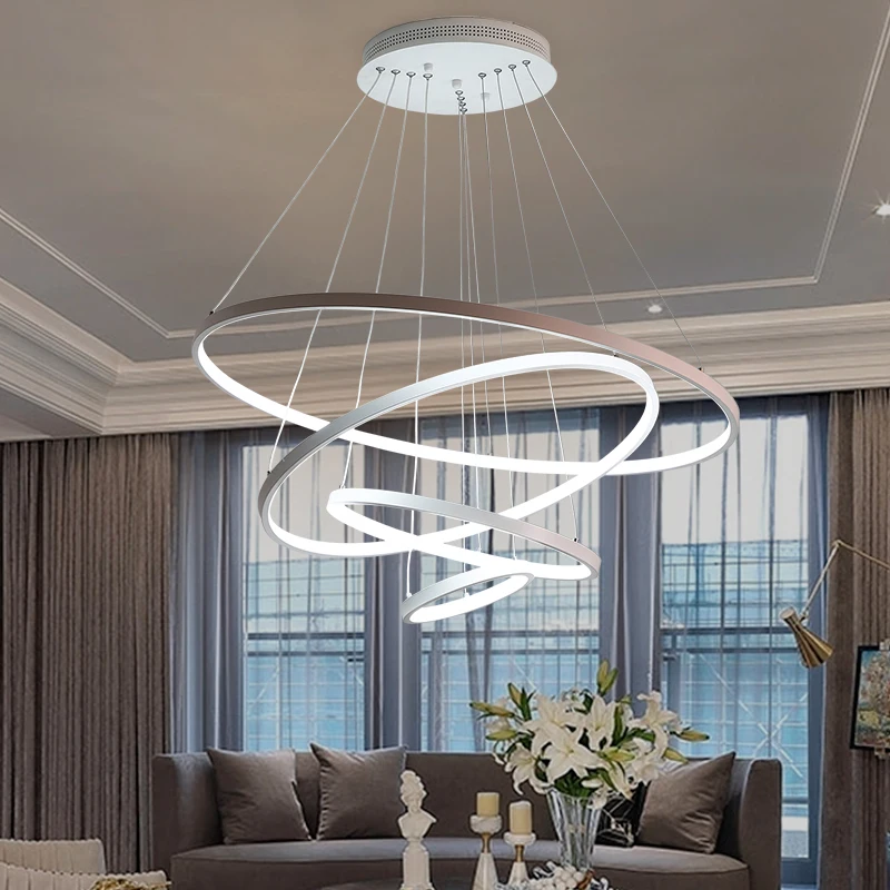 Modern LED Ceiling Chandelier Living Room Bedroom Dining Room Wrought Lron Round Chandelier Home Interior Lighting Decoration