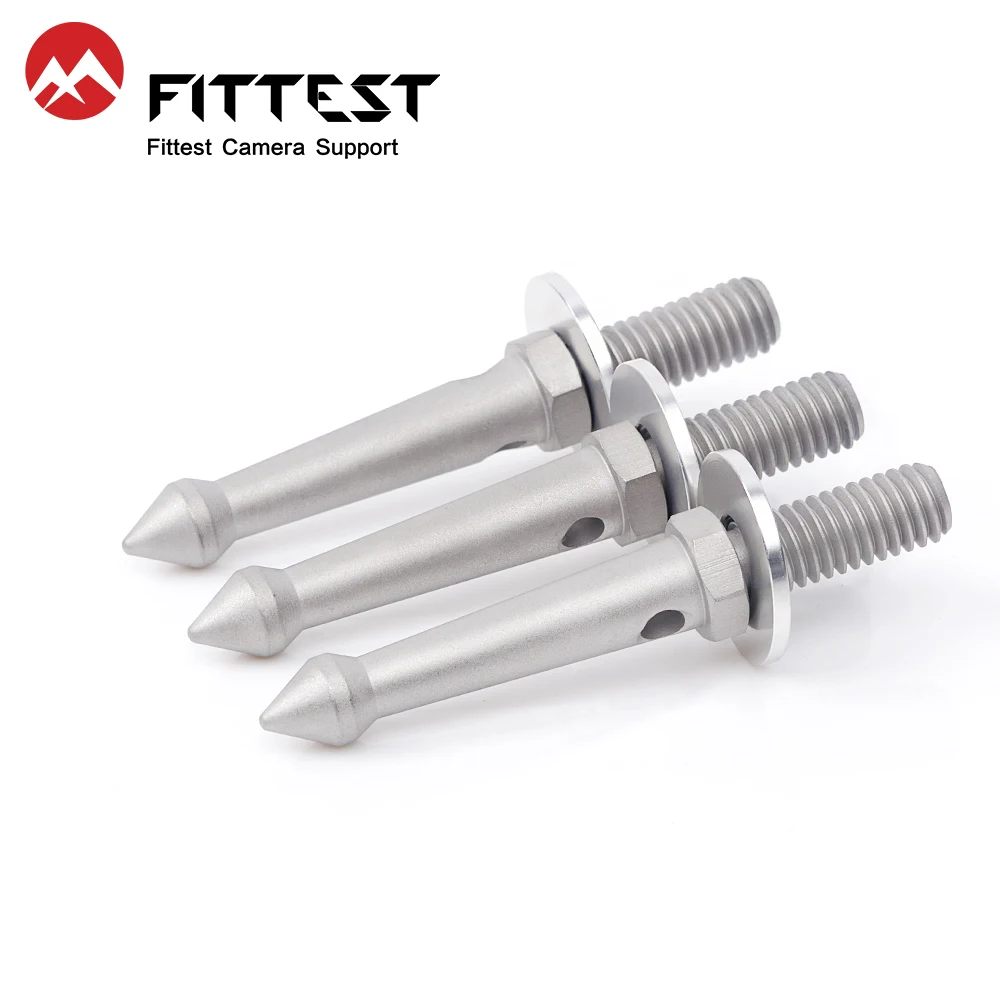 Fittest 80mm Tripod Spikes Stainless Steel 3pcs Set with Metal Washers 3/8'' Threaded For Gitzo Manfrotto RRS Benro Leofoto