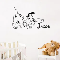 Personalized Custom Name Wall Decal Pets Dog Dalmatian Boys Girls Name Wall Decals Vinyl for Nursery Kids Baby Room Decor X049