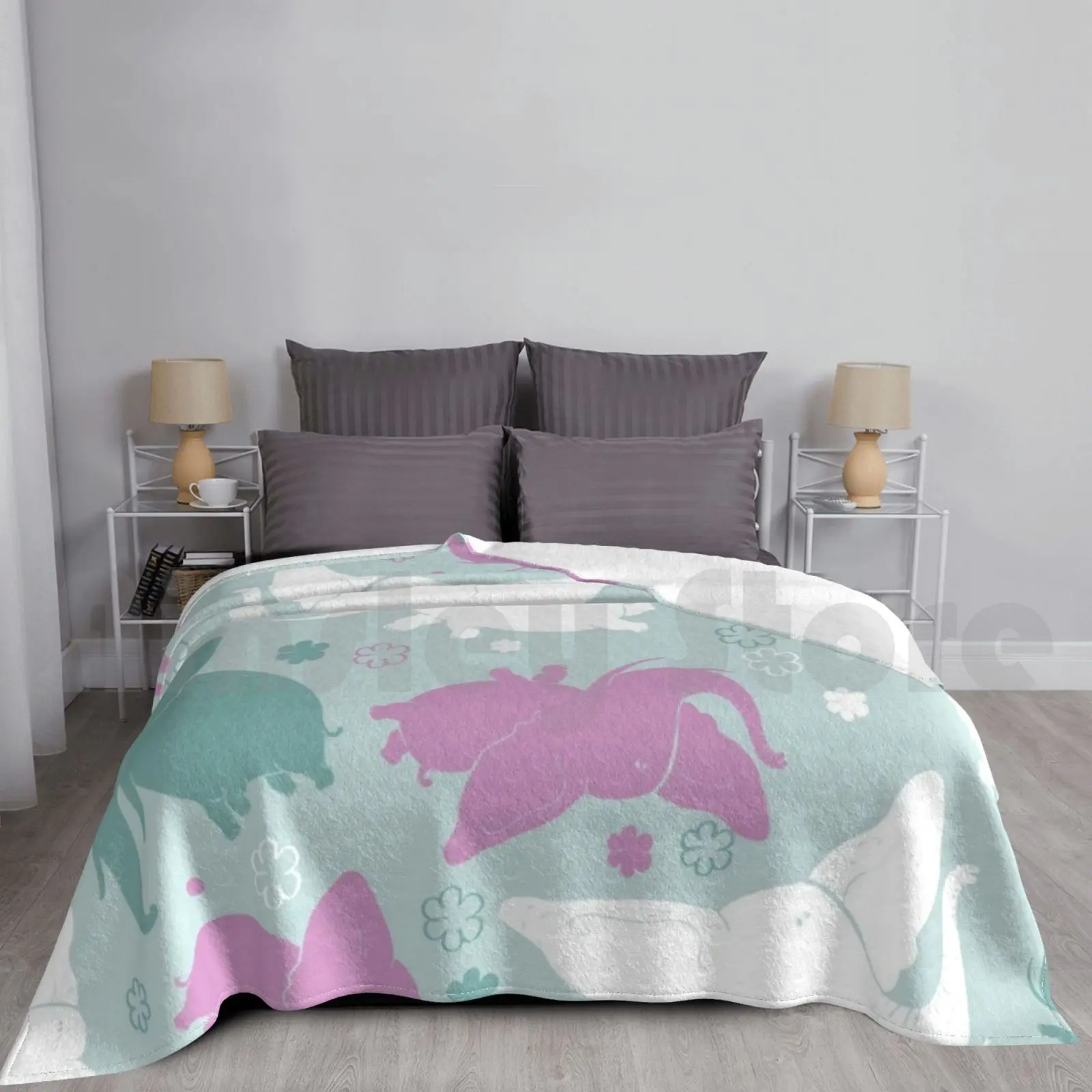 Blanket Purple And Teal Elephant Pattern Hat Elephant Pattern Elephant Ellie Elephant Lover