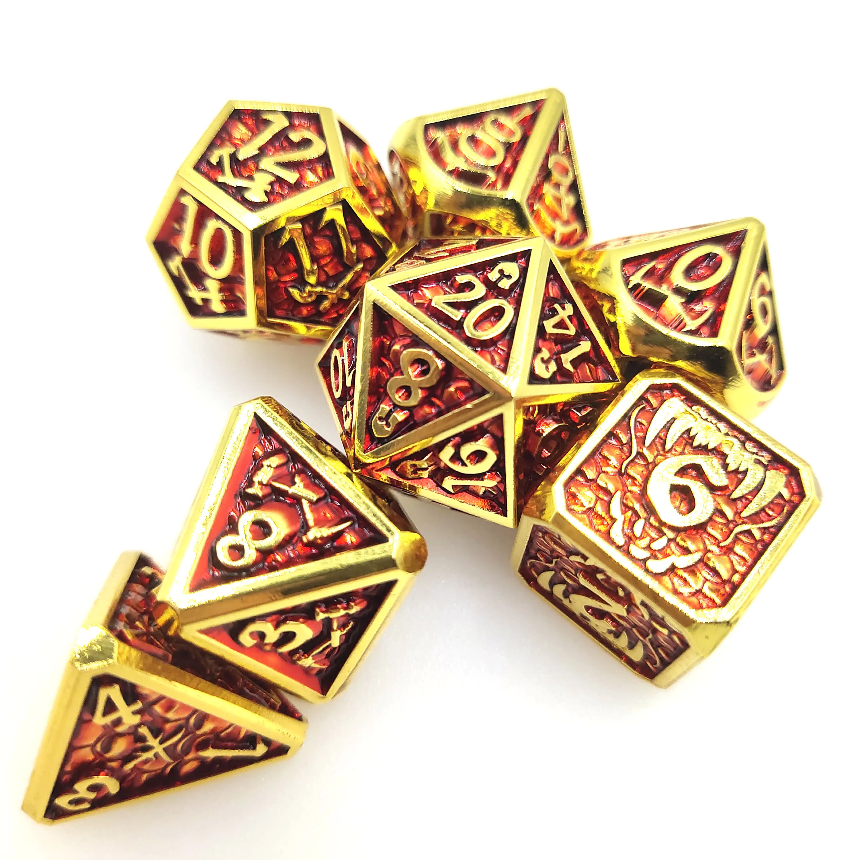 Polyhedral Metal Dice Set voor DND RPG Board Games, Rollenspel, D4, D6, D8, D10, D12, D20, 7 stuks Set