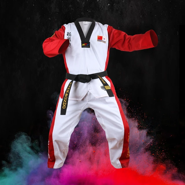 High Grade Black Red Blue Adult Kids Taekwondo TKD Uniform Training Karate Suits Embroidery Uniforms Poomsae Dobok WTF Approved AliExpress 201768104