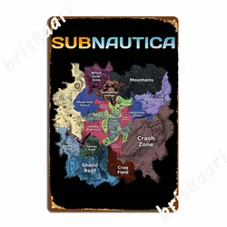 Subnautica Map Metal Sign Painting Décor Garage Club Create Wall Cave Tin Sign Poster