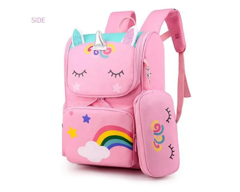 Imagem -04 - Mochila Escolar com Lancheira para Crianças Unicorn Schoolbag Feminino Student Bookbag