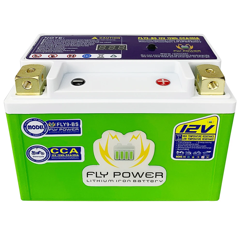 

9-BS 12V CCA 350A 6Ah FLYPOWER NEW LiFePO4 Motorcycle Starter Scooter Lithium Battery With BMS YTX9-BS for ATVs Jet Ski's Energy