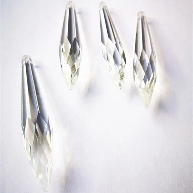 Top Quality 12pcs 76mm K9 Crystal Chandelier Multi-faceted Icicle Drops Prisms (Free Jump Rings) Crystal Beads Curtain Pendants