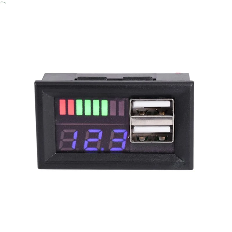 Blue LED Digital Display Voltmeter Mini Voltage Meter Volt Tester Panel For DC 12V Cars Motorcycles Vehicles USB 5V2A output ol