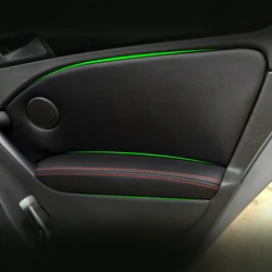 Cubierta de reposabrazos de puerta interior para VW Golf 6 2010 2011 2012 2013 4 Uds Panel de reposabrazos de puerta de coche cubierta de cuero de microfibra pegatina embellecedora