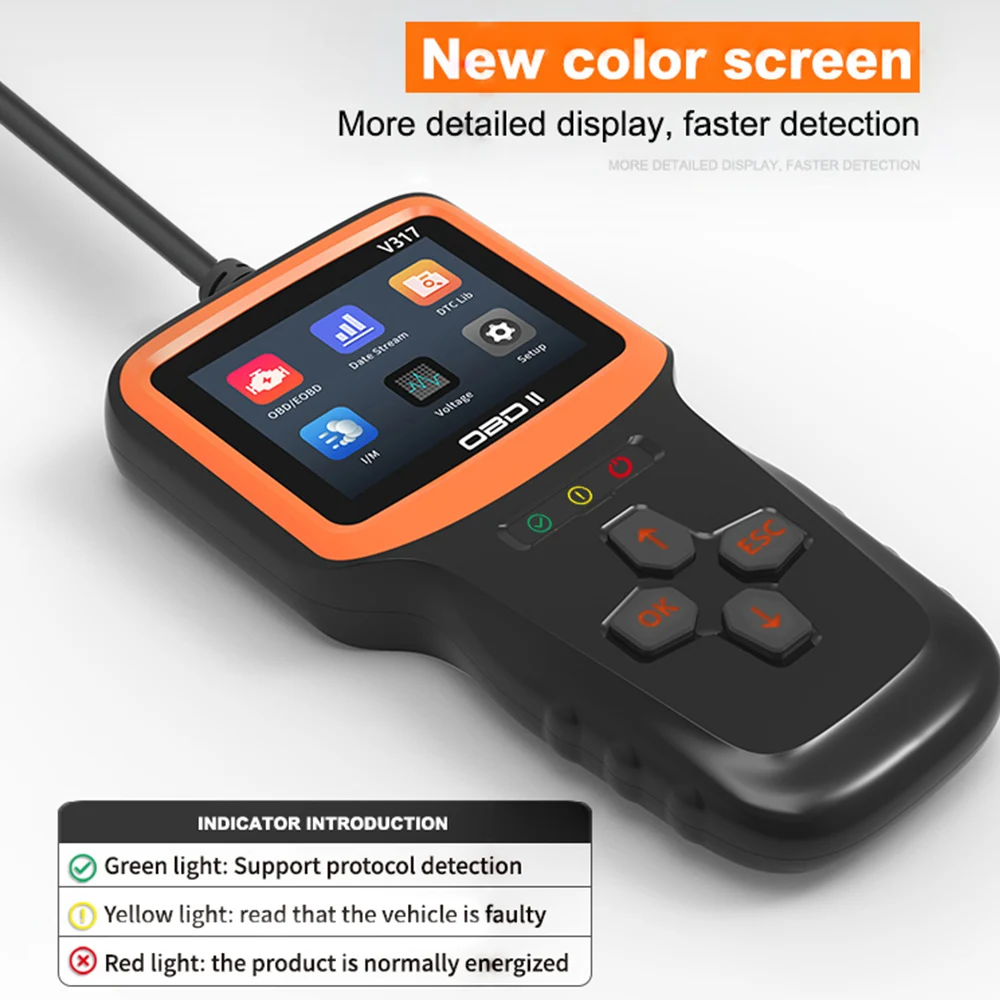 Engine Fault Diagnosis Oxygen Sensor Test OBD II EOBD Car Diagnostic Tool Universal Automobile Fault Detector V317 OBD 2