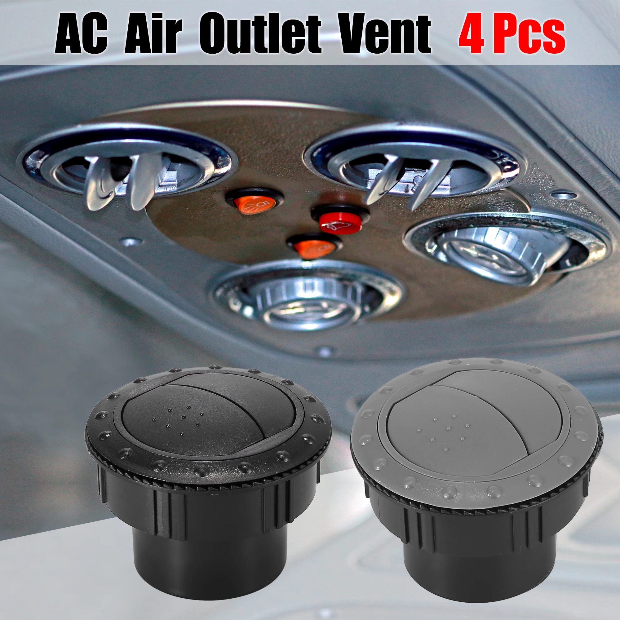 Uxcell 4Pcs Round AC Air Outlet Vent Louvered Dashboard Electroplate Knob for RV Bus Boat Yacht Caravan 60mm