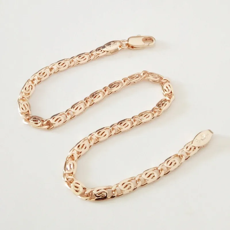 New Trendy Bracelet 585 Rose Gold Color Jewelry 19CM Long Bracelet Copper Gold Color Wide Cuff Women Bracelets