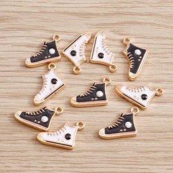 Dijes de zapatos deportivos de gimnasio esmaltados, 10 piezas, 14x11mm, colgantes para pulseras, pendientes, dijes de zapatillas, hallazgos de joyería hechos a mano, fabricación DIY