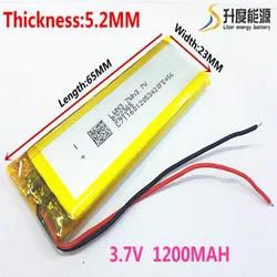 3.7V 1200mAh 522365 Polimeri di Litio Li-Po Batteria Ricaricabile agli ioni di li celle Per Mp3 MP4 MP5 GPS cellulare bluetooth