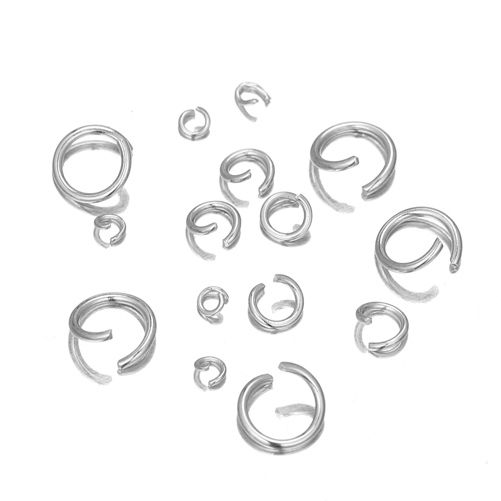 200 pièces d\'anneaux ouverts en acier inoxydable, 4mm, 5mm, 6mm, 7mm, 8mm, connecteurs d\'anneaux de saut pour la fabrication de bijoux,