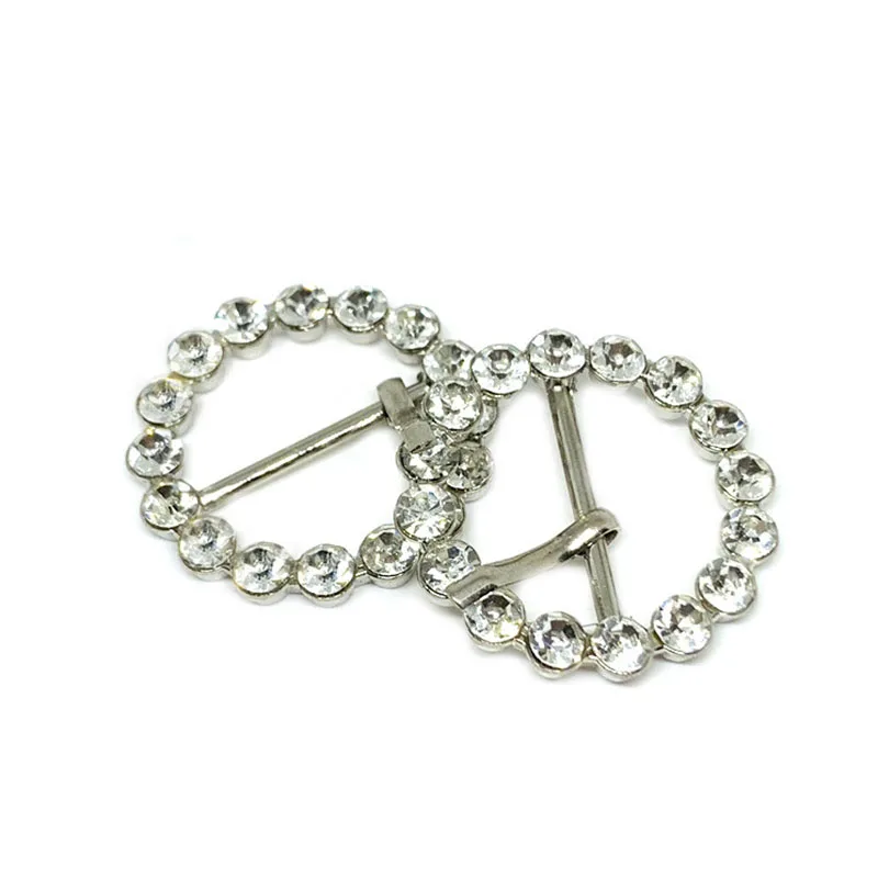 1pcs Metal Round Adjustable Buckle Rhinestone Pin Clasp for Leather Craft Bag Strap Belt Handle Shoulder Garments Accessories