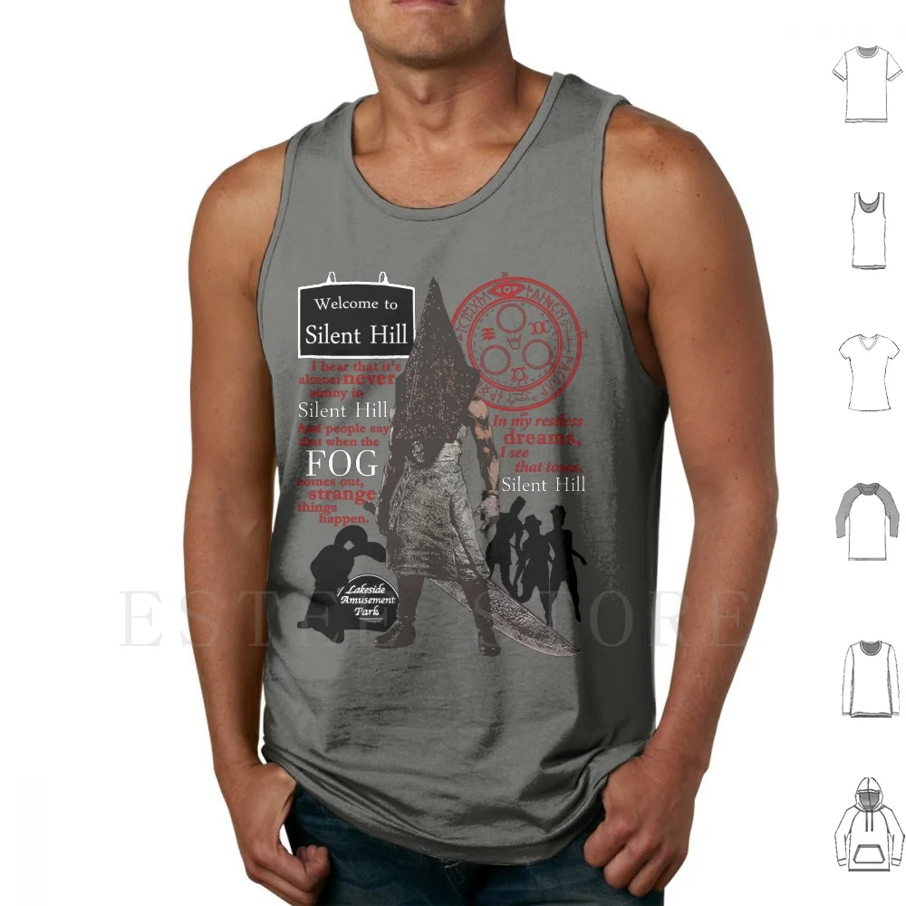 Silent Hill Tank Tops Vest Sleeveless Silent Hill Pyramid Head Fog Darkness Town Welcome Silent Hill 2 Silent Hill 3 Silent