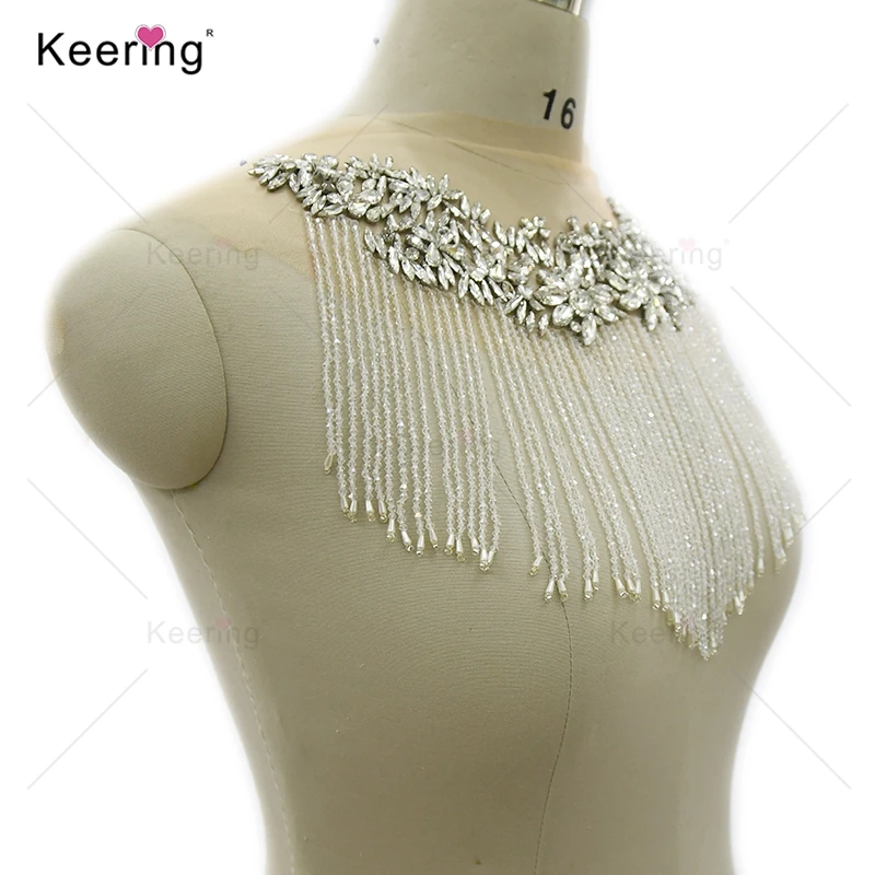 Keering Rhinestone Applique for Party Neckline, Waterfall Dangling, Shoulder,Fashion, WDP-397