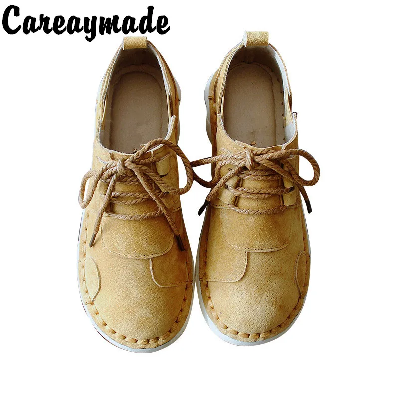 Careaymade-Comfortable Softsole Low Up Genuine leather Single Shoe Leisure Shoes College Wind Spring New Style Women\'s Shoes