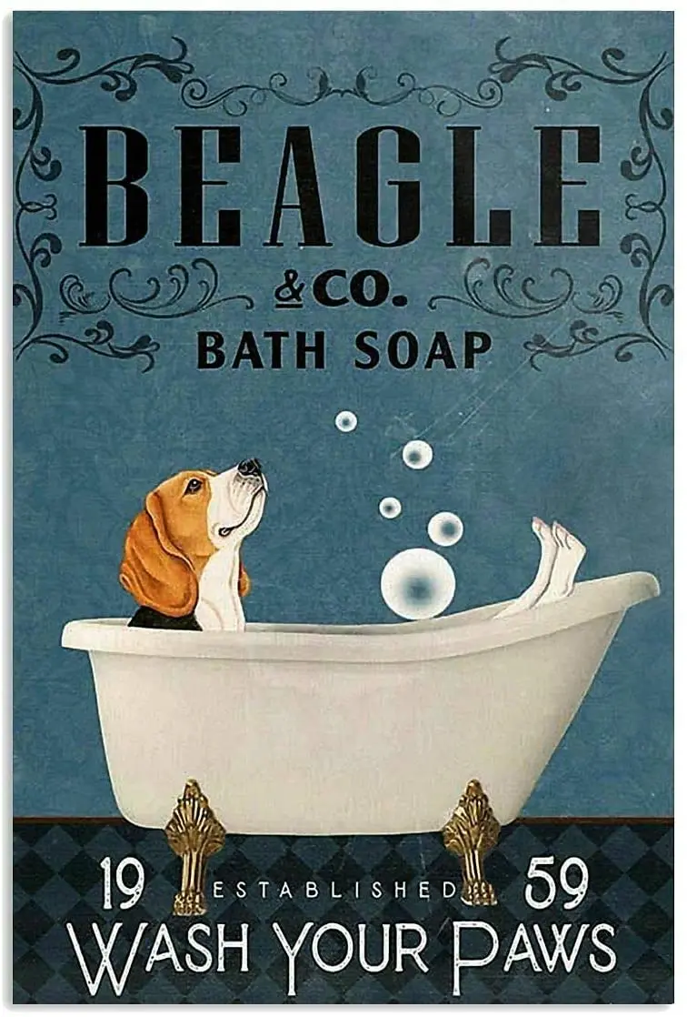 SIGNCHAT Bath Soap Company Beagle Poster Awesome Wall Decor Artwork Gift for Dog Lover Wall Art Decoration Metal Plaque Poster