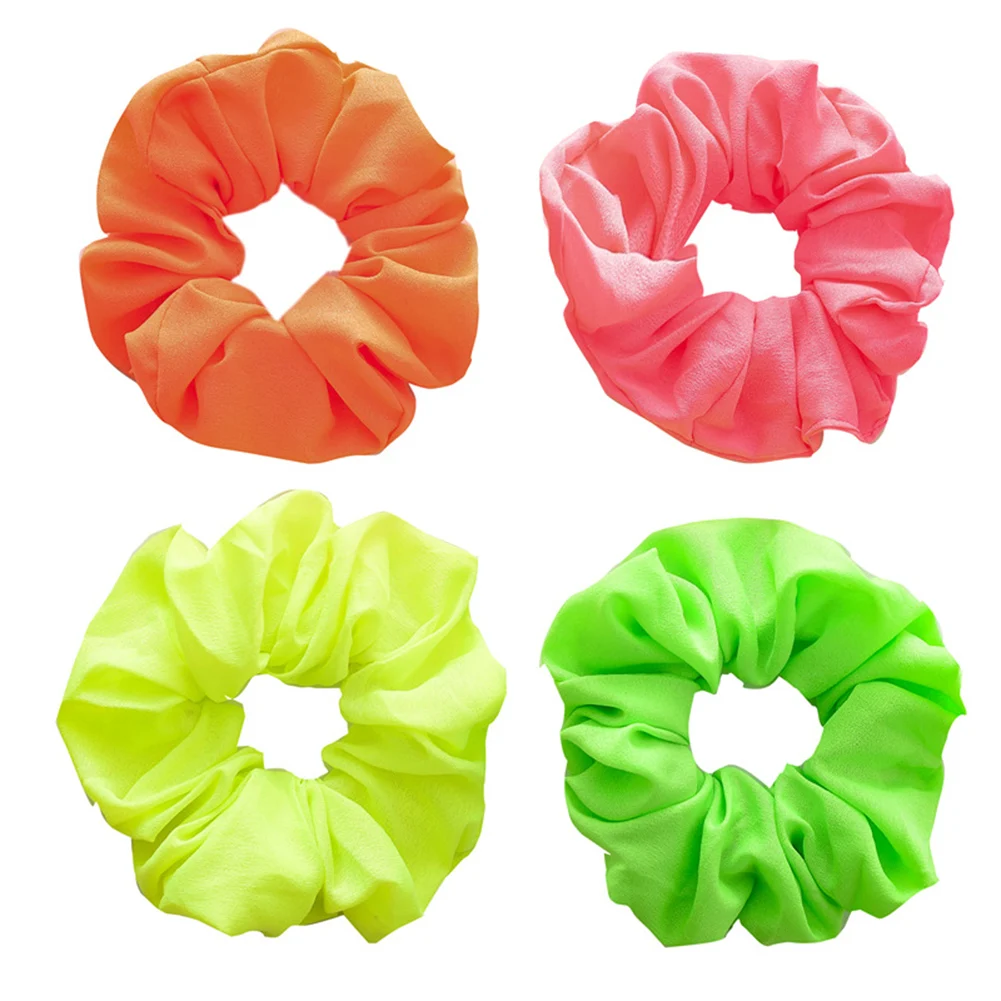 Neon Scrunchies Elastic Hair Ties Colorful Ponytail Holders Fluorescent Pink Green Orange Hair Accessories Elastic Hair Bands