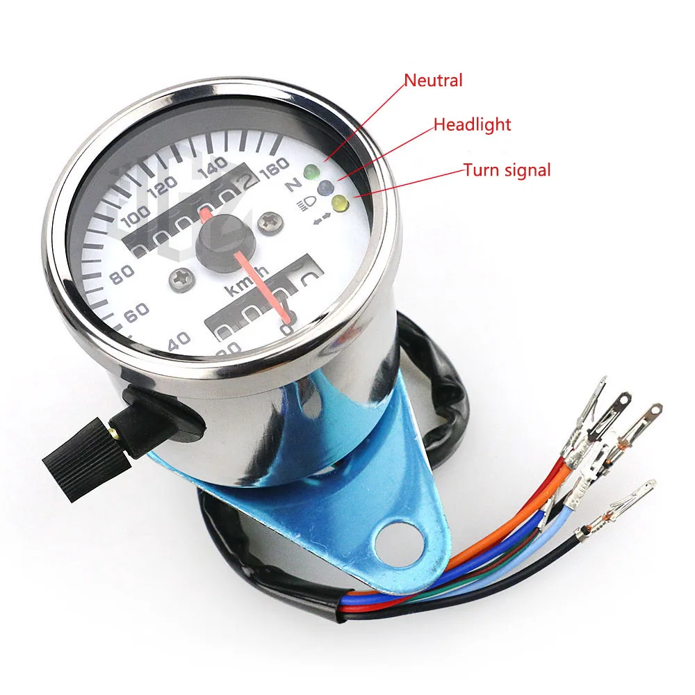 12V Motorcycle Mechanical Double Odometer Tachometer LED Indicator Speedometer Universal For Honda Kawasaki KTM Yamaha Suzuki