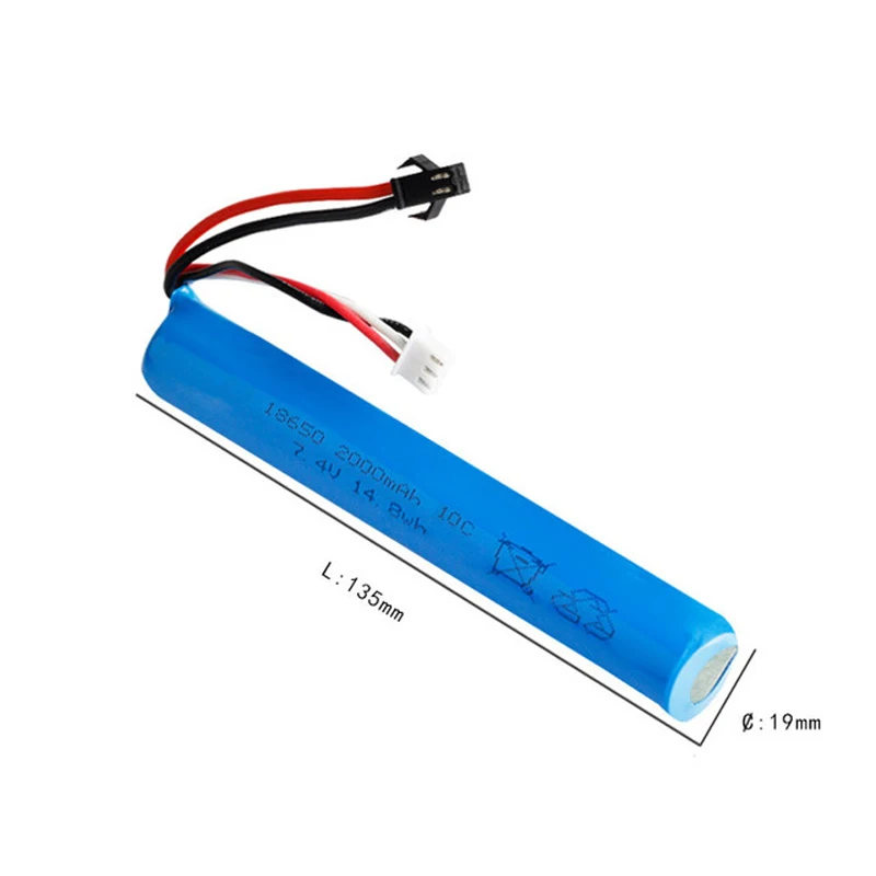 7.4V 2000mAh 18650 Li-ion ładowalny akumulator 10C stawka na pistolet na wodę do zabawy ze złączem SM