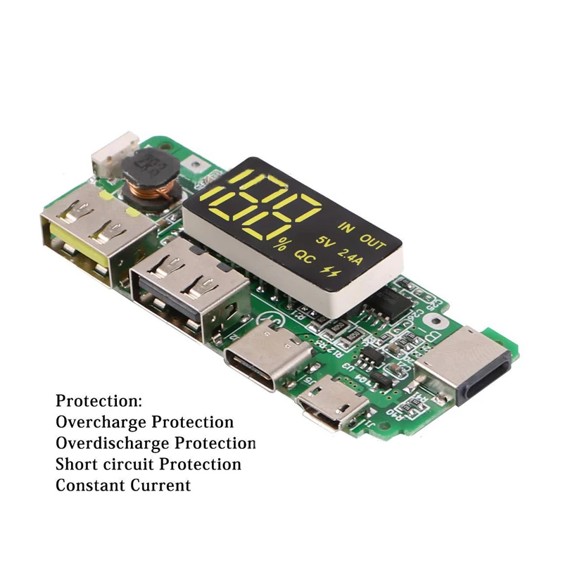 Módulo de carga de pantalla Digital, batería de litio 18650, salida USB Dual 5V2.4A con módulo de aumento de pantalla