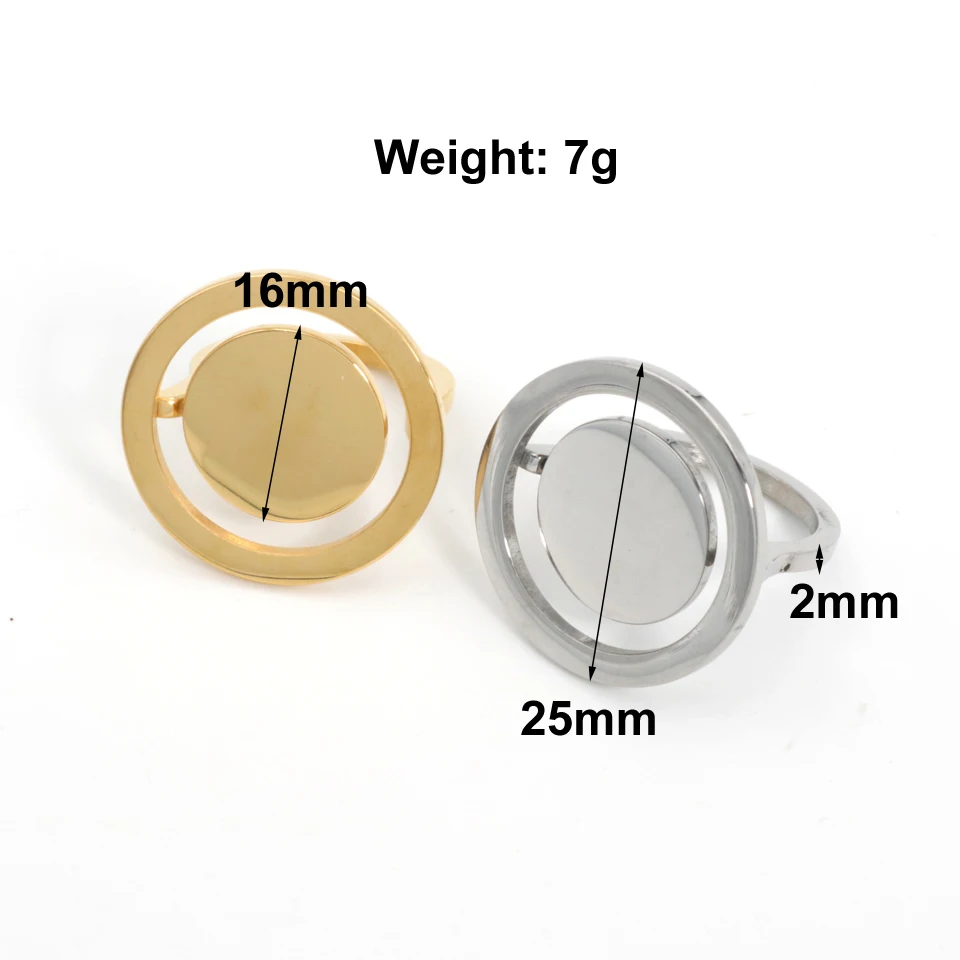 New Statement Exaggerate Double Round Ring for Women Fashion Geometric Gold Color Finger Ring Trendy кольцо Wedding Gift Jewelry