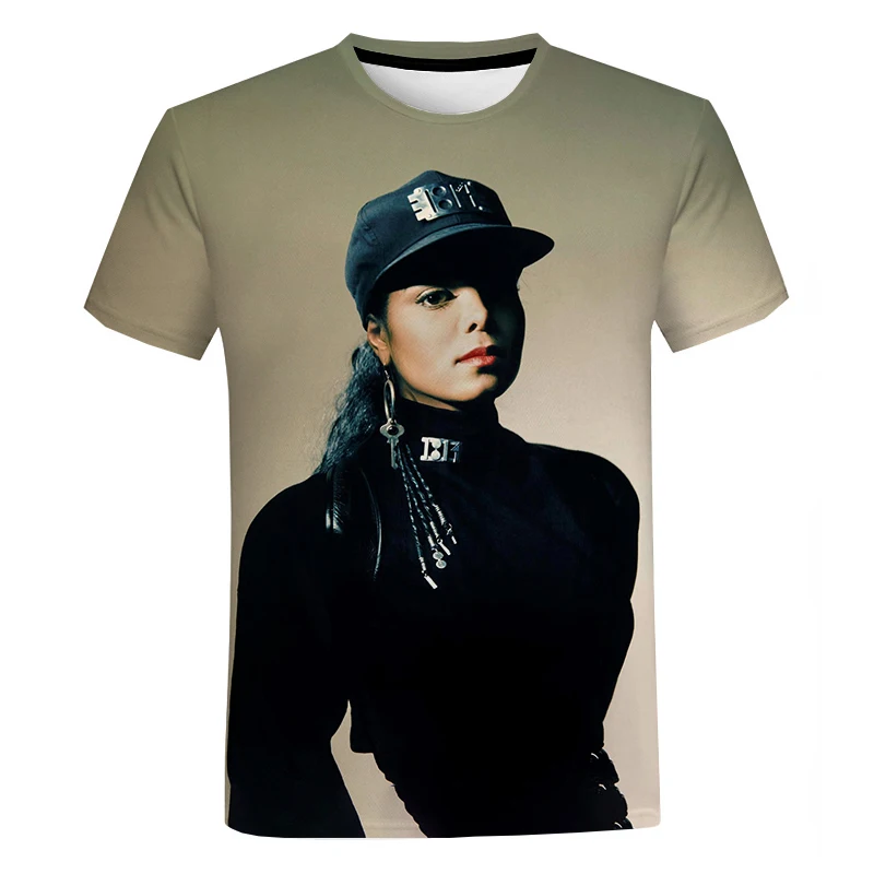 3D Janet Jackson Printed T Shirt Men/Women Fashion Summer O-Neck Short Sleeve T-Shirt Hip Hop Tee Tops