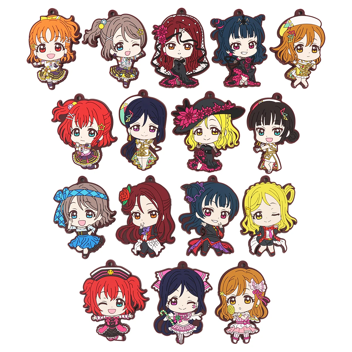 Love Live Sunshine Anime Lovelive Aqours Yoshiko Ruby Chika Hanamaru Dia Kanan Mari Game Rubber Keychain