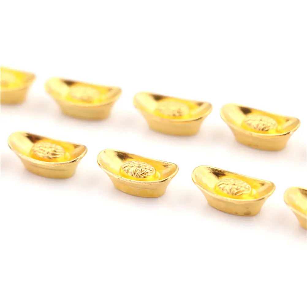 10pcs/set Mascot Metal Crafts Feng Shui Auspicious Lucky Money  Gold Ingot Decoration Crafts