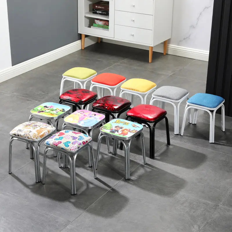 Modern Household Padded Stool Living Room Round Bench Coffee Table Step Stools Student Dormitory Solid Color Small Low Chairs