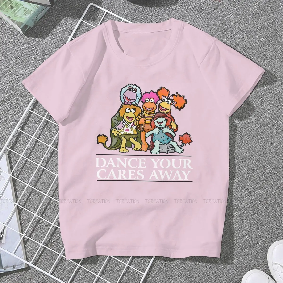 Dance Your Cares Away Kawaii Girls Women T-Shirt Fraggle Rock 5XL Blusas Harajuku Casual Short Sleeve Vintage Oversized Tops