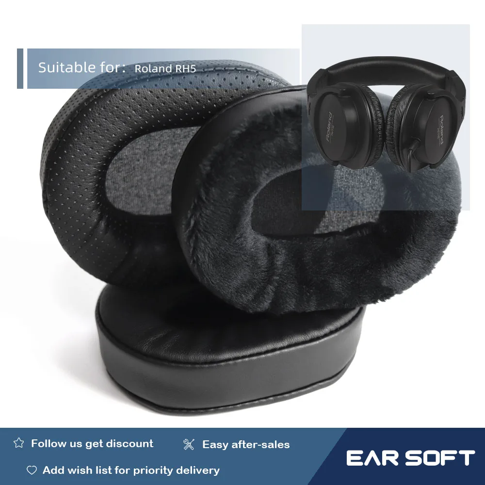 Earsoft Replacement Ear Pads Cushions for Roland RH5 Headphones Earphones Earmuff Case Sleeve Accessories