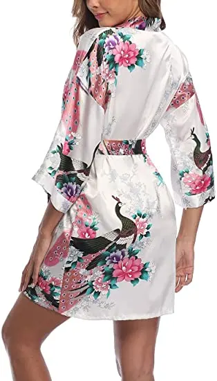 Fashion Satin Robe Female Bathrobe Sexy peignoir femme Silk Kimono Bride Dressing gown sleepwear Night Grow For Women