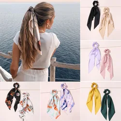 Nova moda impressão arco scrunchies fita de cabelo para mulheres elástico faixa de cabelo meninas cavalinha laços de cabelo acessórios para o cabelo