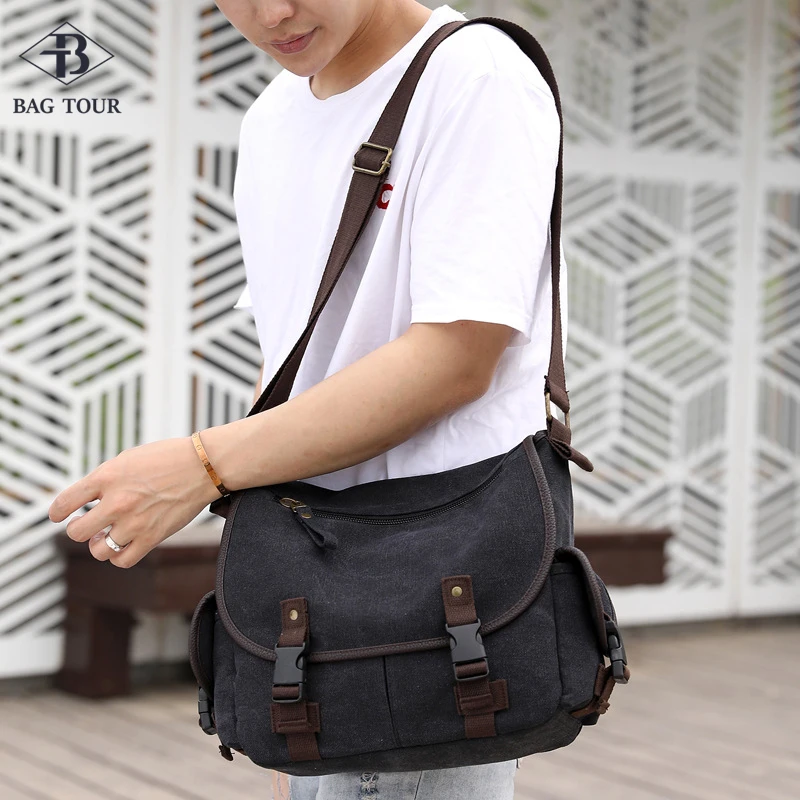 Shoulder bags Canvas Black Khaki Crossbody Bags for Young Classic Color Design Messenger Bags Durable Fabric Pack Vintage Bags