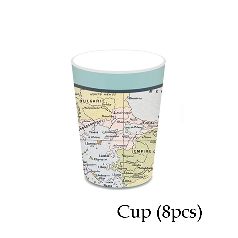 World Map Theme Disposable Tableware Travel Festival Paper Plate Straw Retirement Party Decoration Birthday Supplies