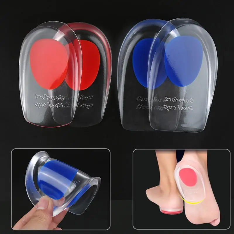 1Pair Shoe Silicon Gel Heel Cushion Insoles For Heel Spurs Pain Cushion Foot Massager Care Half Heel Insole Pad Height Increase