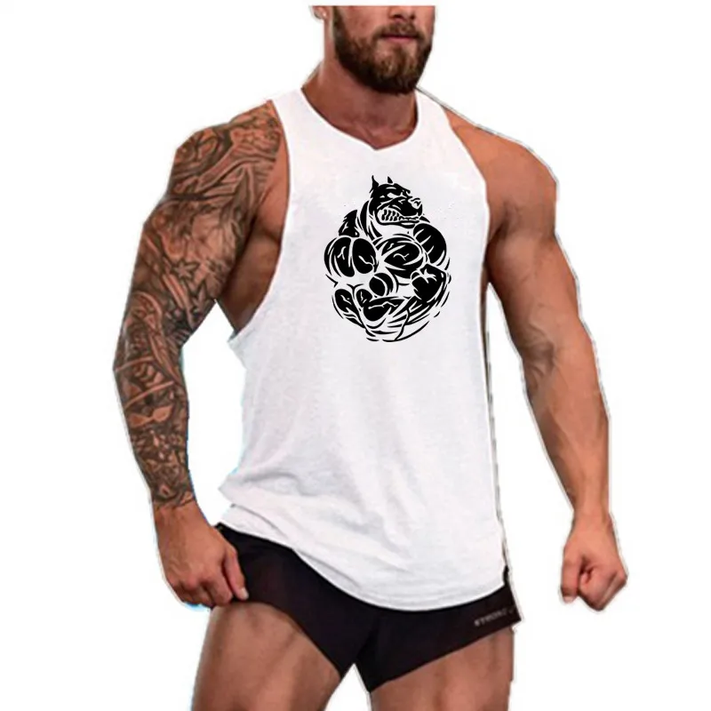 Animal Beast Fashion Cotton Sleeveless Tank Top Men Fitness Muscle Shirt Mens Singlet Bodybuilding Workout Gym Vest Fitness Men