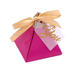 10Pcs Rose Red Triangular Pyramid Sweet Candy Box Paper Gift Boxes Chocolate Bags Gift Packing Box Wedding Favors Decoration