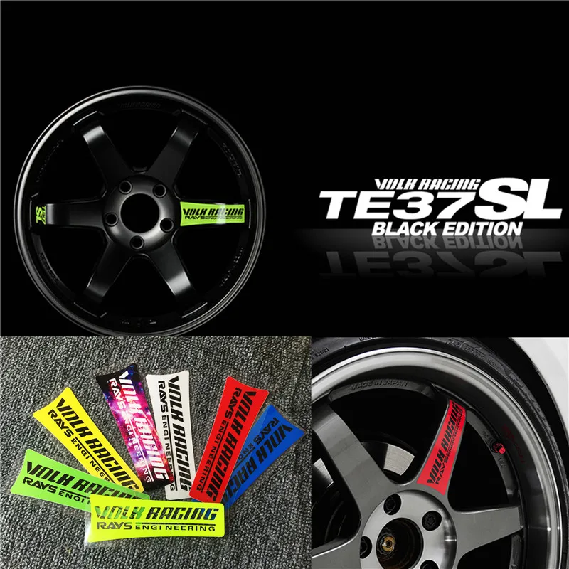 4pcs  Volk Racing TE37 SL Wheel Spoke Stickers Waterproof Car Rims Reflective Decal Decoration Sticker