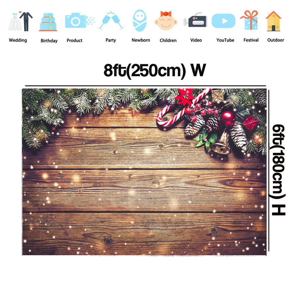Beipoto Snowflake Glitter Kerst Bruin Hout Fotografie Achtergrond Xmas Achtergrond Voor Kids Family Party Decor Photo Booth B251