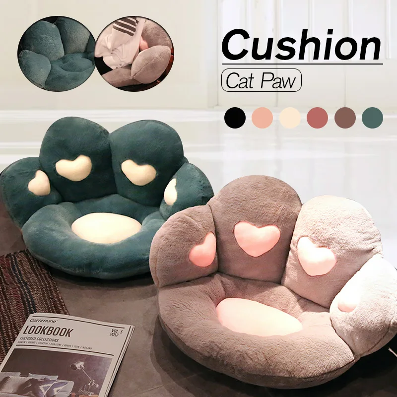 

Cute Cat Paw Back Pillows Plush Chair Cushion Child Seat Cushion Sofa Mat Home Sofa Indoor Floor Decor Cushion Gift