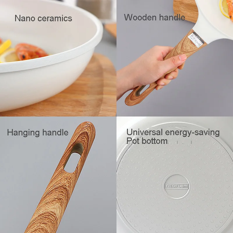 White Ceramic Frying Pot Pans Thickened Omelet Pan Non-Stick Egg Pancake Steak Cooking Skillet Ham Pans Breakfast Maker Cookware